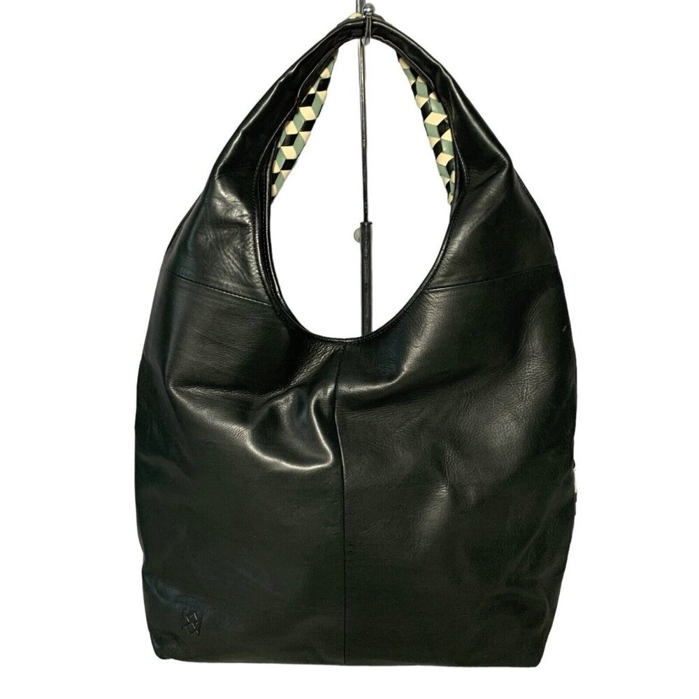 CHRISTOPHER KON Handbag Purse Shoulder Bag Black Leather Woven Reversible